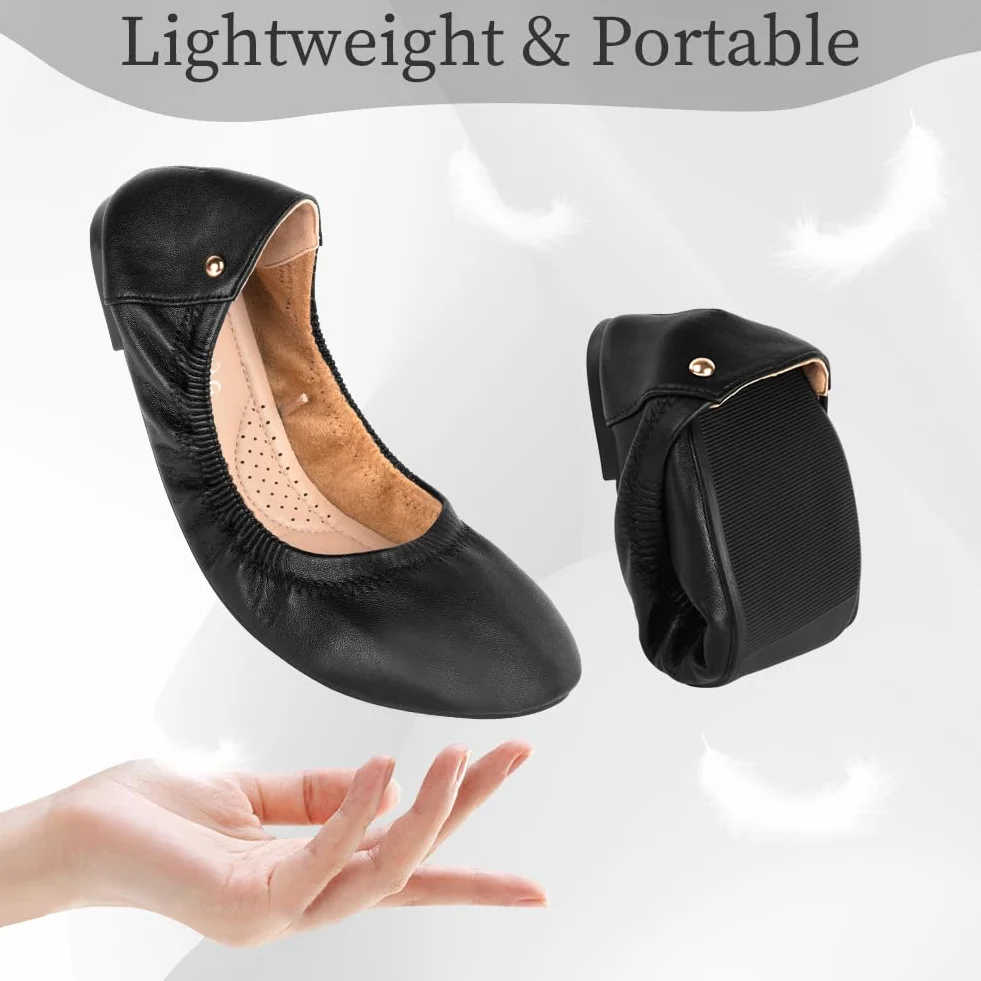 OFFCUP Ballerine Donna, Ballerine Scarpe Basse, Ballerine Scarpe Basse Classiche, Scarpe da Ballo da Donna in Vera Pelle, Scarpe Pieghevoli, comode, semplici, Versatili e alla Moda