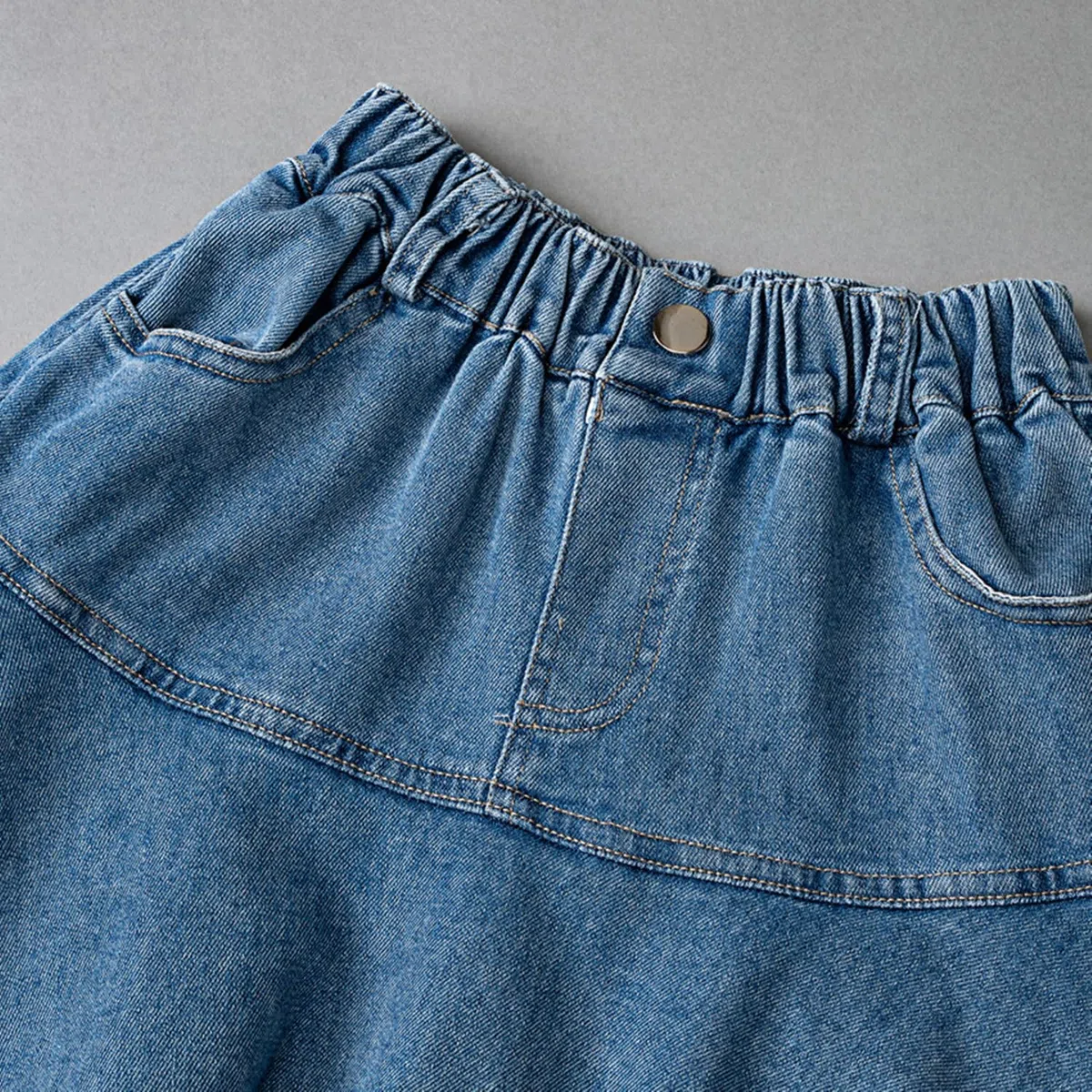 Gonna di jeans per bambina per bambina Estate Autunno Gonna di jeans a strati a vita alta per bambina con tasca