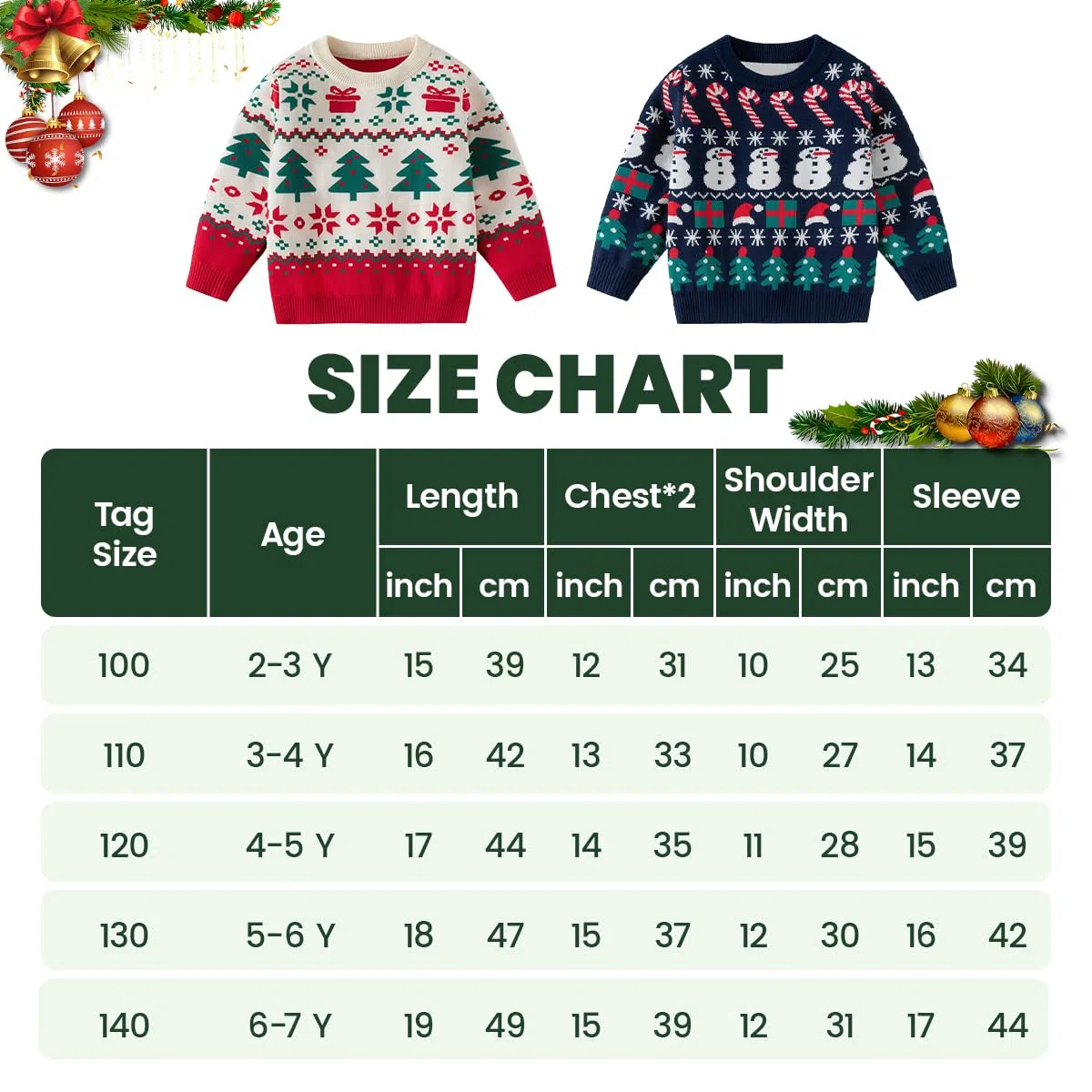 JiAmy Bambino Natale Maglione Felpa a Maglia Inverno Cotone Pullover Manica Lunga Cervo 1-6 Anni