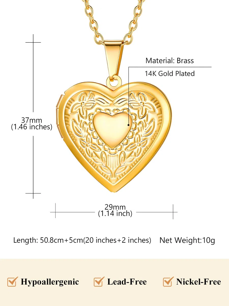 Custom4U Collana Donna Personalizzata Argento Oro Rosa Collana Foto Nome Rame Ipoallergenico Forma Cuore Fiore Rosa in Rilievo Regalo Commemorativo per Famiglie Mamma Amici