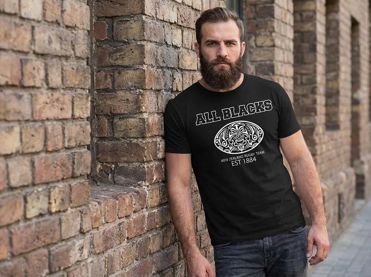 Rule Out Maglietta da Uomo di Rugby. all Blacks. Squadra Nazionale Rugby Nuova Zelanda. Casual Wear