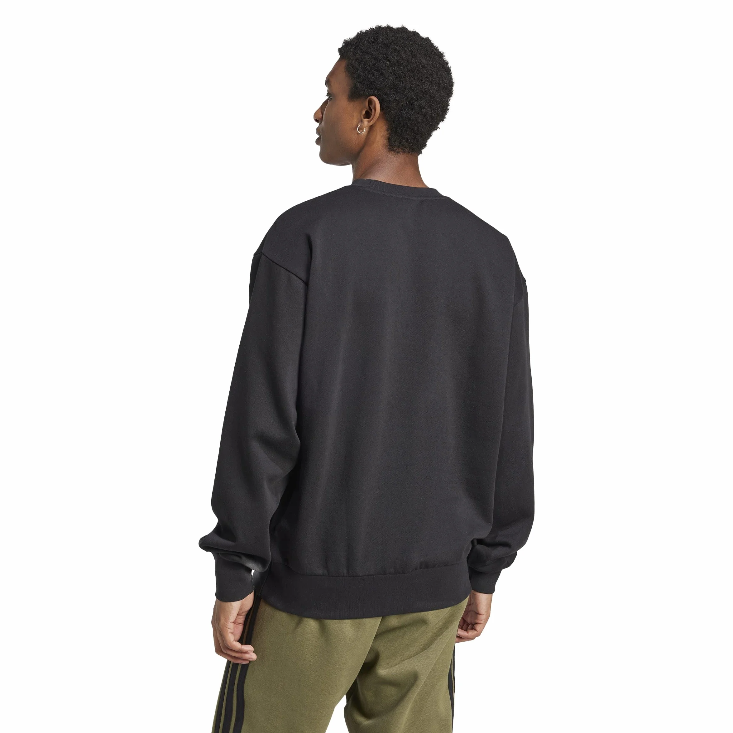 adidas Uomo Essentials Feelcozy Fleece Sweatshirt, Black/White, L
