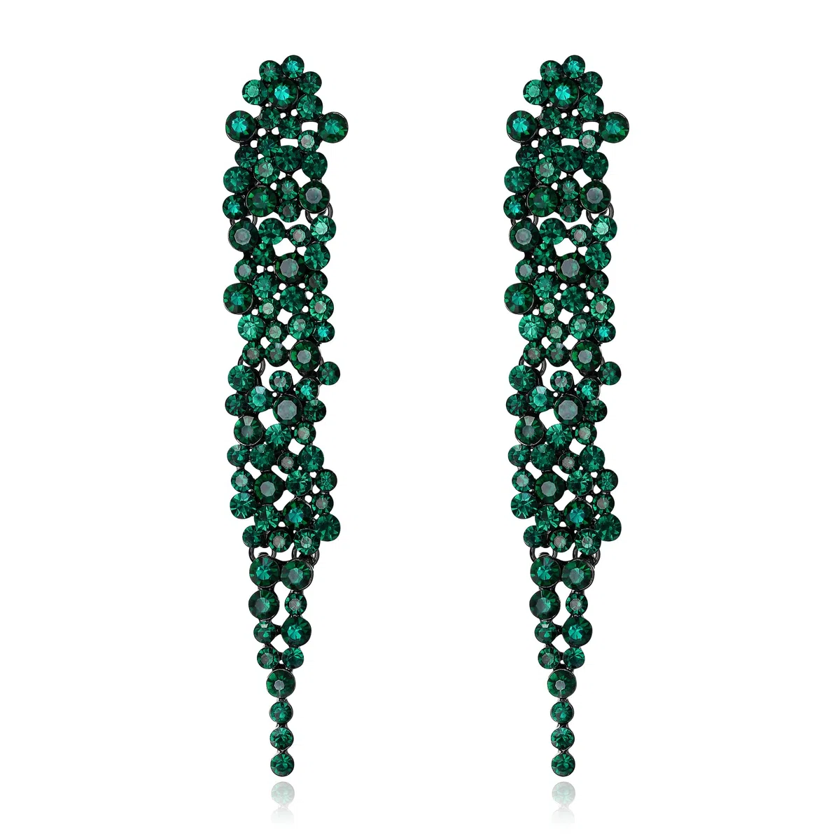 EVER FAITH Cristalli austriaci Art Deco Statement Orecchini, Banchetto Prom Long Chandelier Orecchini pendenti pendenti per donna Verde Nero-fondo