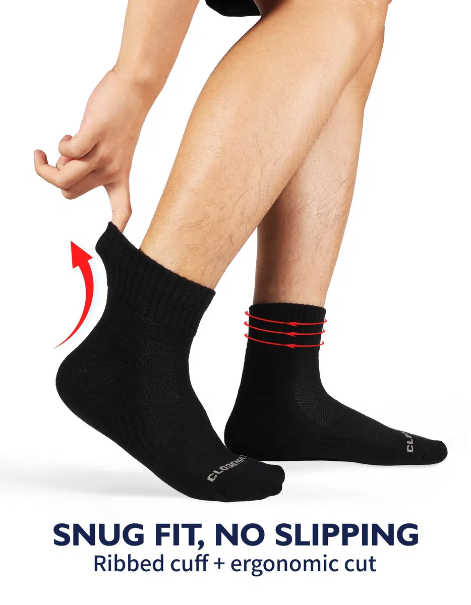 CLOSEMATE 6 Paia Calze Corte Uomo di Cotone Calzini Sportivi in Spugna per Corsa Quarter Running Socks