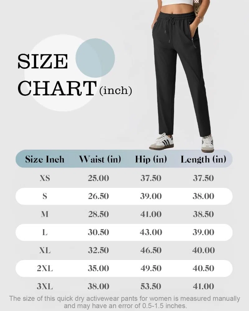PrinStory Pantaloni da donna UK Quick Dry Walking Pantaloni con tasche con cerniera