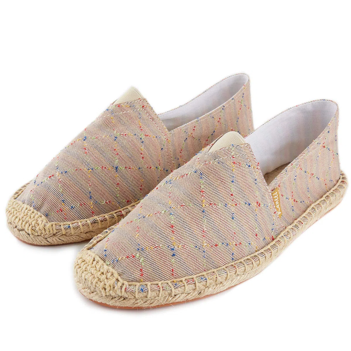 Uomo Piatte Tela Casual Slip On Quadri Espadrillas