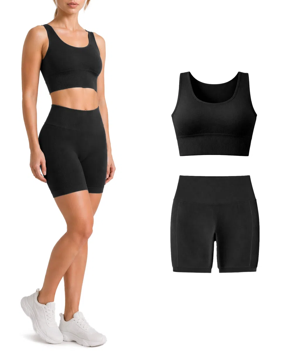 Risalti Pantaloncini Palestra Donna Costina Senza Cuciture Ilena - Shorts Sportivi Vita Alta in Microfibra, Leggings Corti Donna, Pantaloncini Fitness Yoga Running - Made in Italy