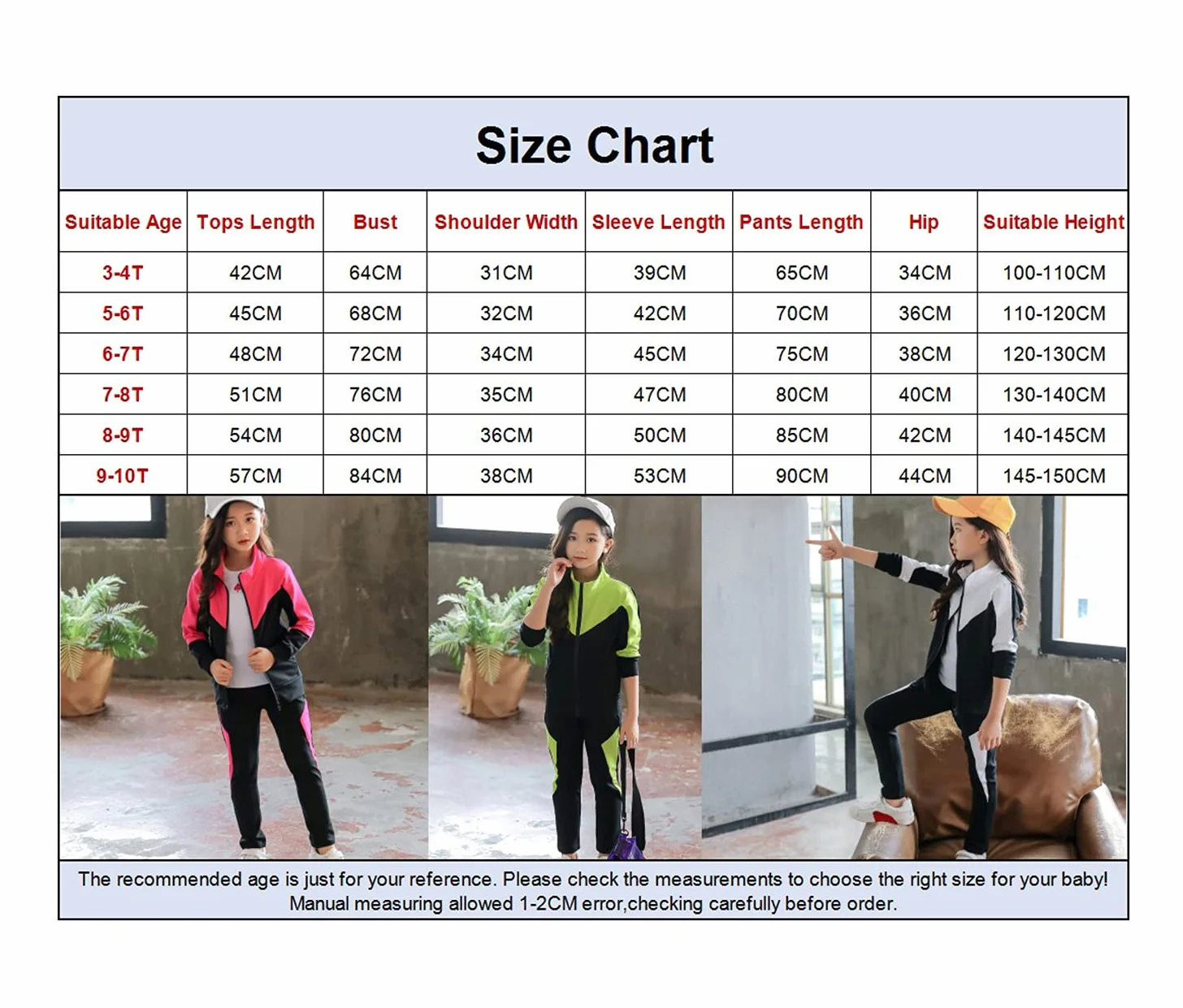 amropi Completo da Tuta Ragazze Felpa a Maniche Lunghe e Jogging Pantaloni Sportiva Set per 3-10 Anni