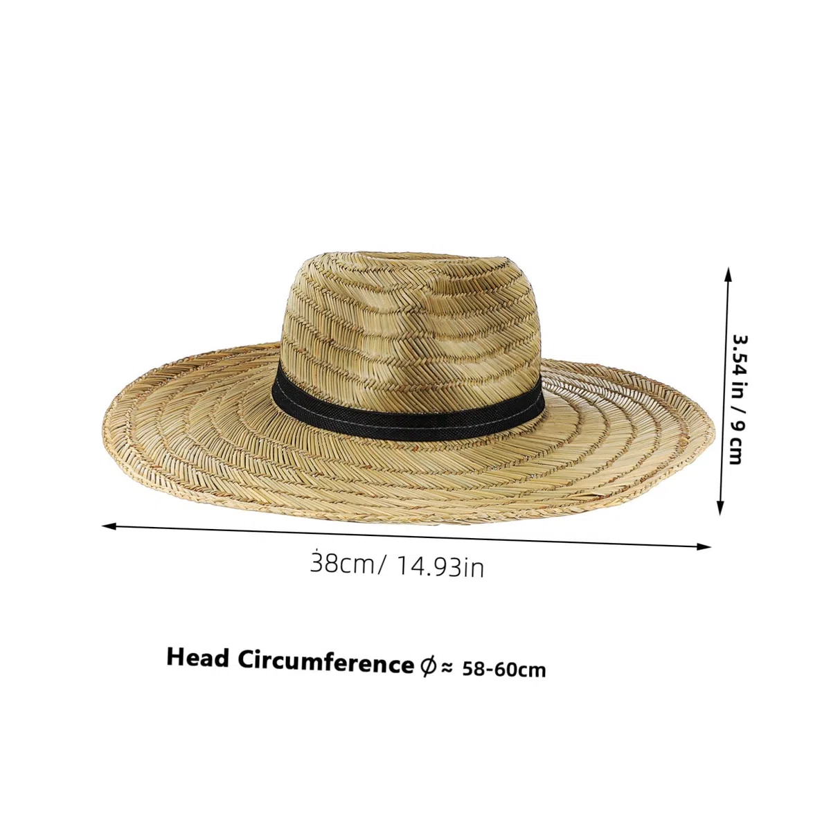 Cappello da Spiaggia Uomo in Paglia Ampia Falda, Leggero e Traspirante, per Campeggio e Shopping all’Aperto, Protezione Solare Stagione Calda