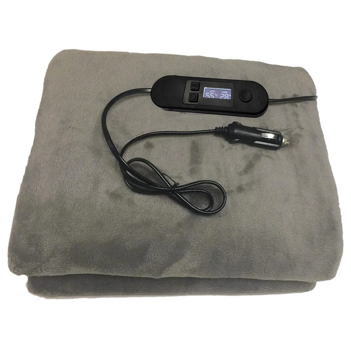 DASHIELL Coperta Riscaldata Elettrica 12V Morbida e Accogliente in Flanella con Azione di Riscaldamento Rapido, Portatile per Auto, Campeggio e Casa, Grigio, 100x60 cm