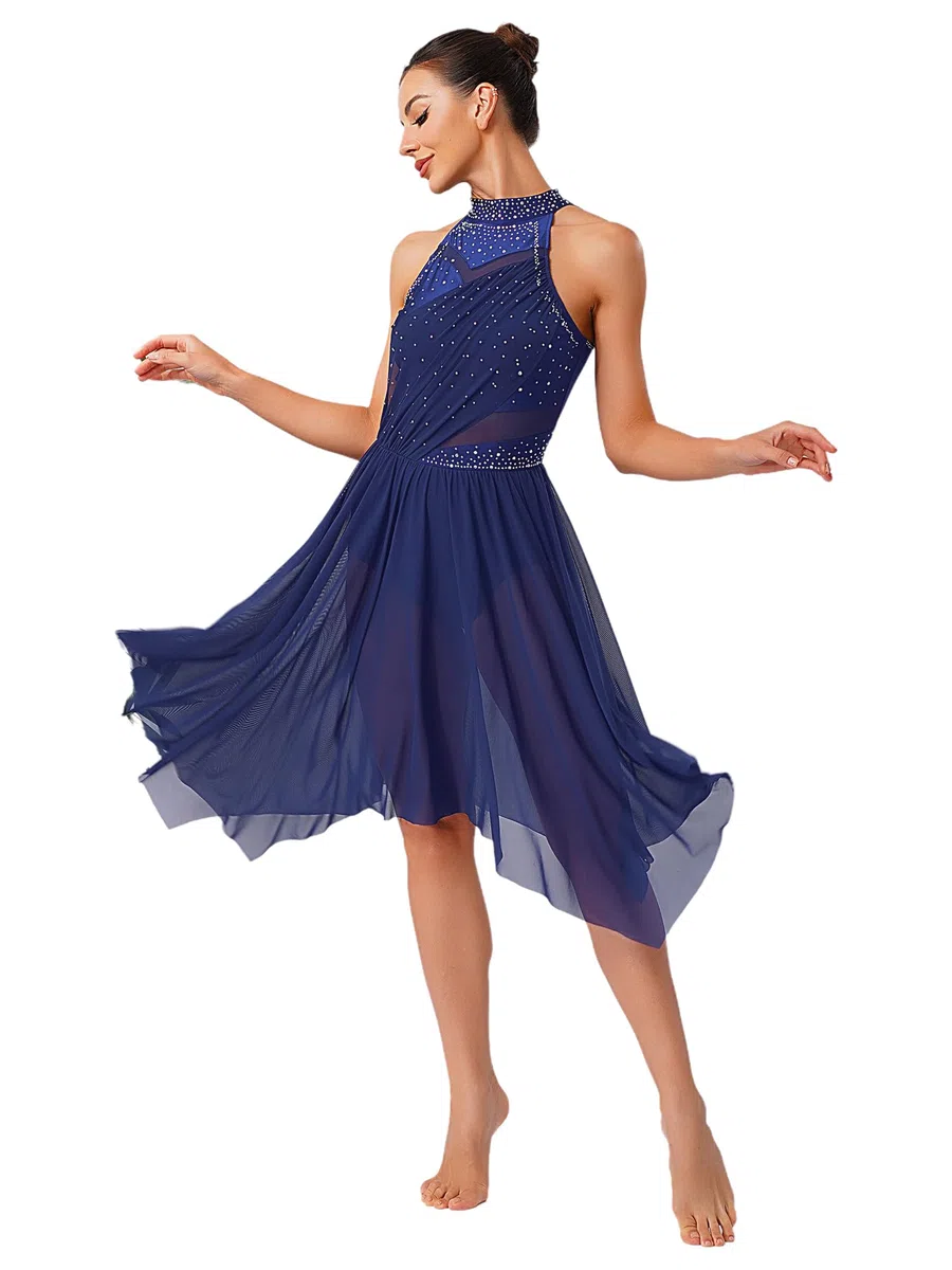 Choomomo Abito Danza Lirico Moderno Donna Abito Balletto Danza Classica Asimmetrico Abbigliamento Latina Pattinaggio Artistico Body Ginnastica Abbigliamento S-XXL