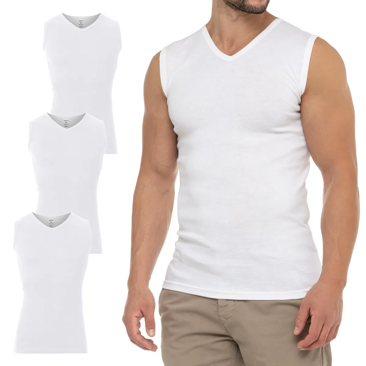 celodoro - Confezione da 3 Maglie Aderenti a Costine Sottili da Uomo smanicate con Scollo a V - 100% Cotone Pettinato - preristrette - Diversi Colori e Taglie - S-3XL