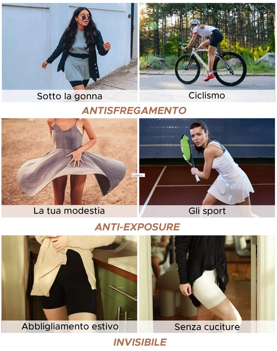 INNERSY Pantaloncini Sottogonna Donna Antisfregamento Leggings Corti Mutande Senza Cuciture Pacco da 3