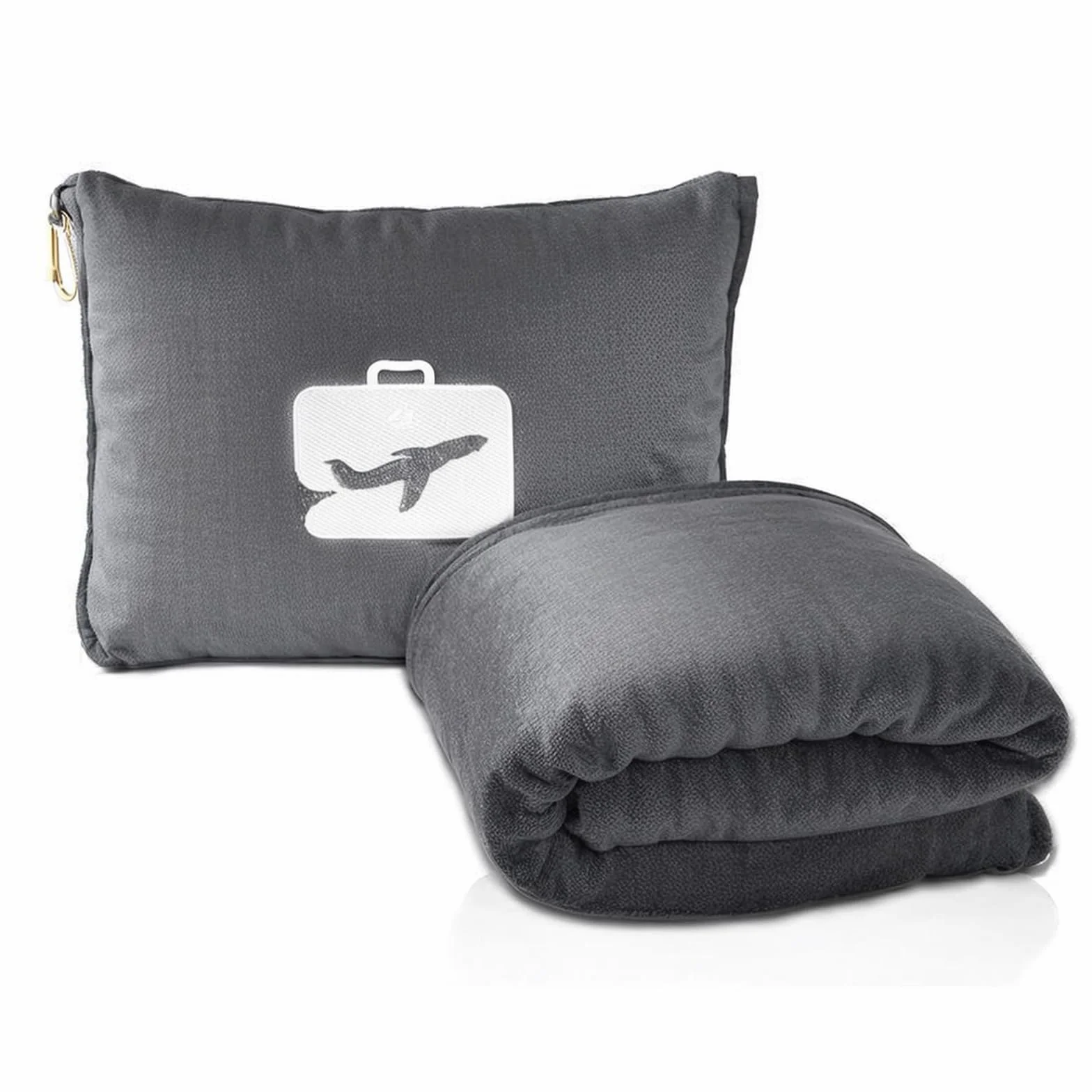Amexo Coperta da viaggio morbido e caldo 2 in 1, Super leggera Portatile Aereo per viaggi aerei, affari e ufficio (grigio)