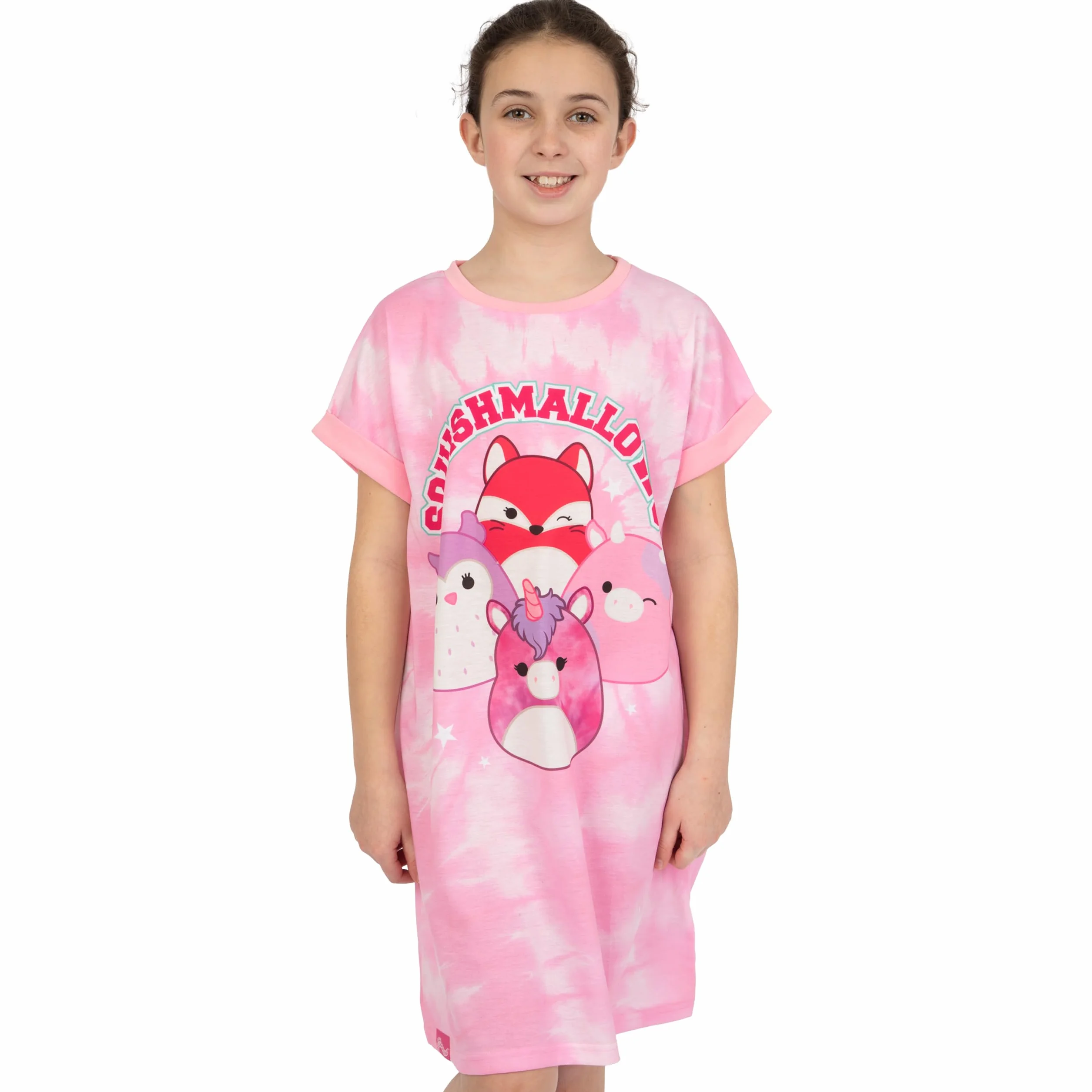 Squishmallows Camicia da Notte, Camicia da Notte Bambina, Pigiama Bambina Tye-Dye