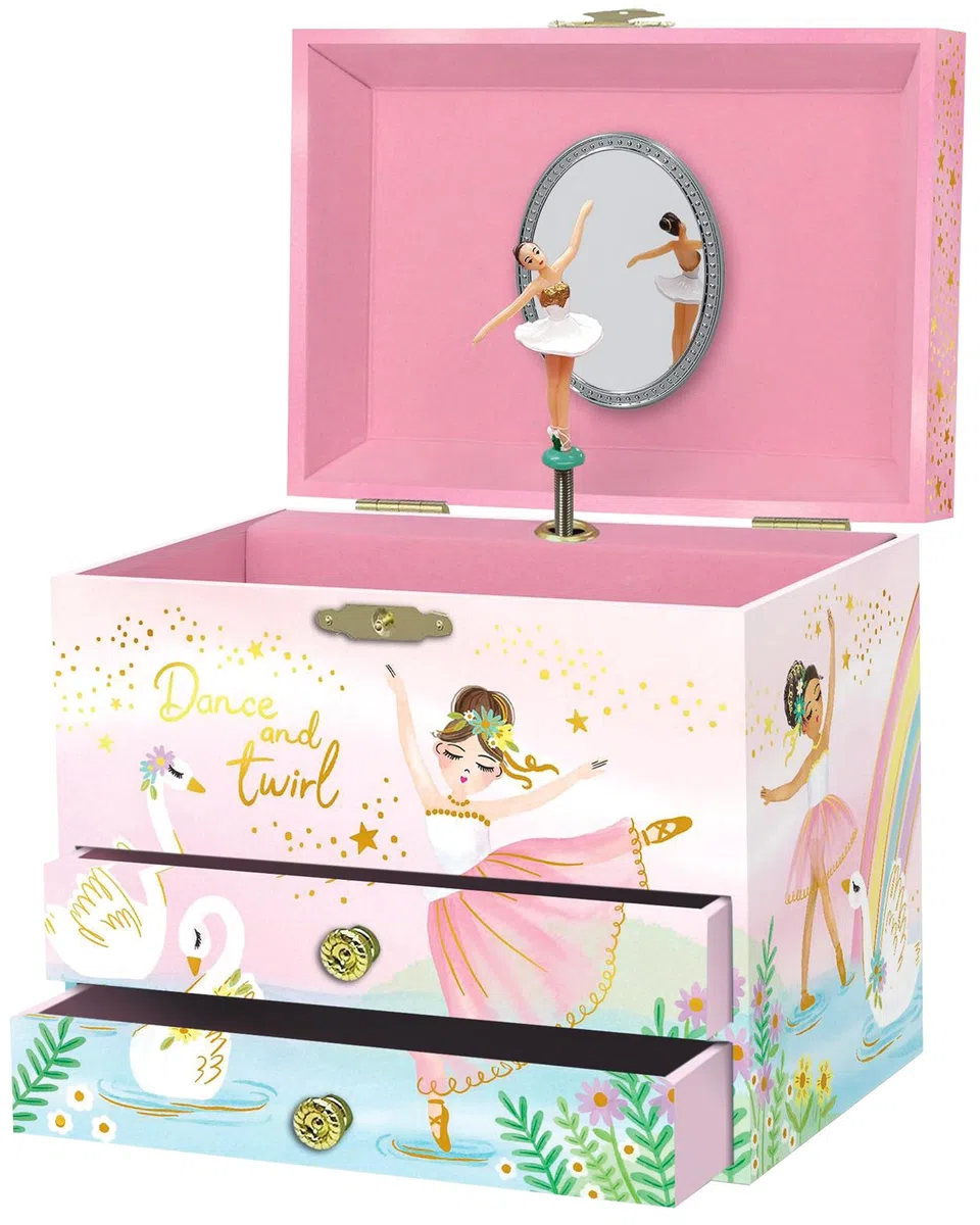 Scatola Musicale per Bambine - Portagioie Carillon per Bambini con Ballerina Rotante, Regali di Compleanno Balletto per Bambine, Scatole per Gioielli, 17,1 x 13,3 x 15,2 cm - 3-10 anni, Rosa