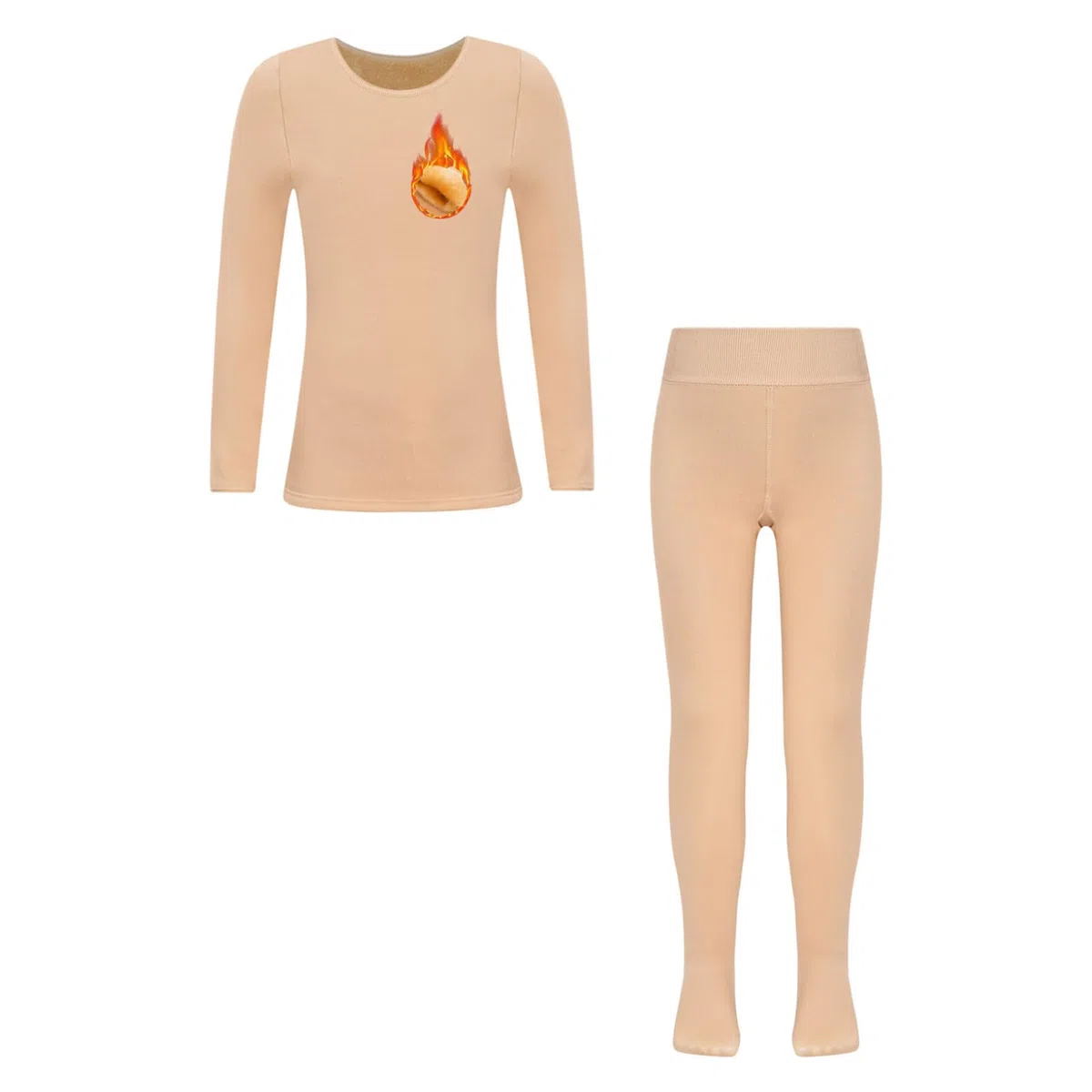 Oyolan Bambino Ragazza Set Termico Pile Maglia Manica Lunga Pantaloni Biancheria intima Calda Inverno Vestito Danza Sport 1-14 Anni