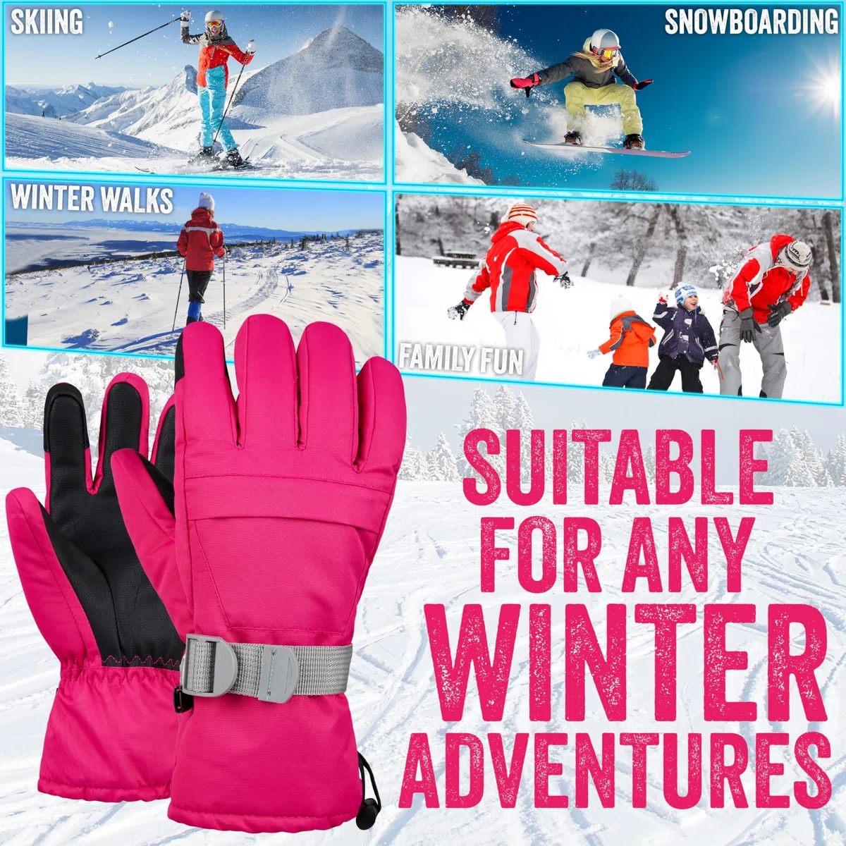 CityComfort Guanti da Sci Donna - Guanti Invernali con Touch Screen Guanti Termici Impermeabili Imbottiti per Neve Snowboard Freddo