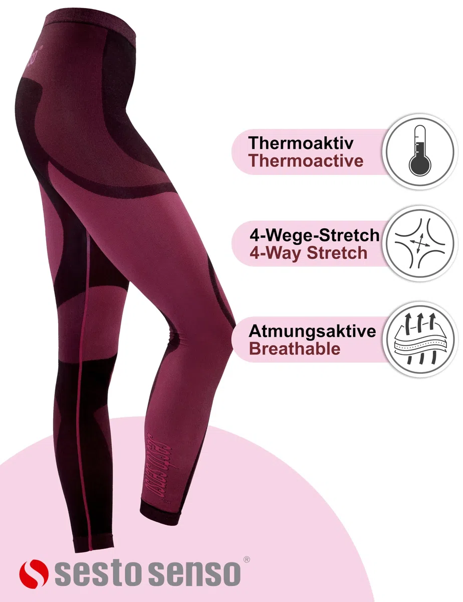 sesto senso Donna Intimo Termico Pantaloni Lunghi Funzionale Sottopantaloni Leggings Biancheria Intima Termoattivo