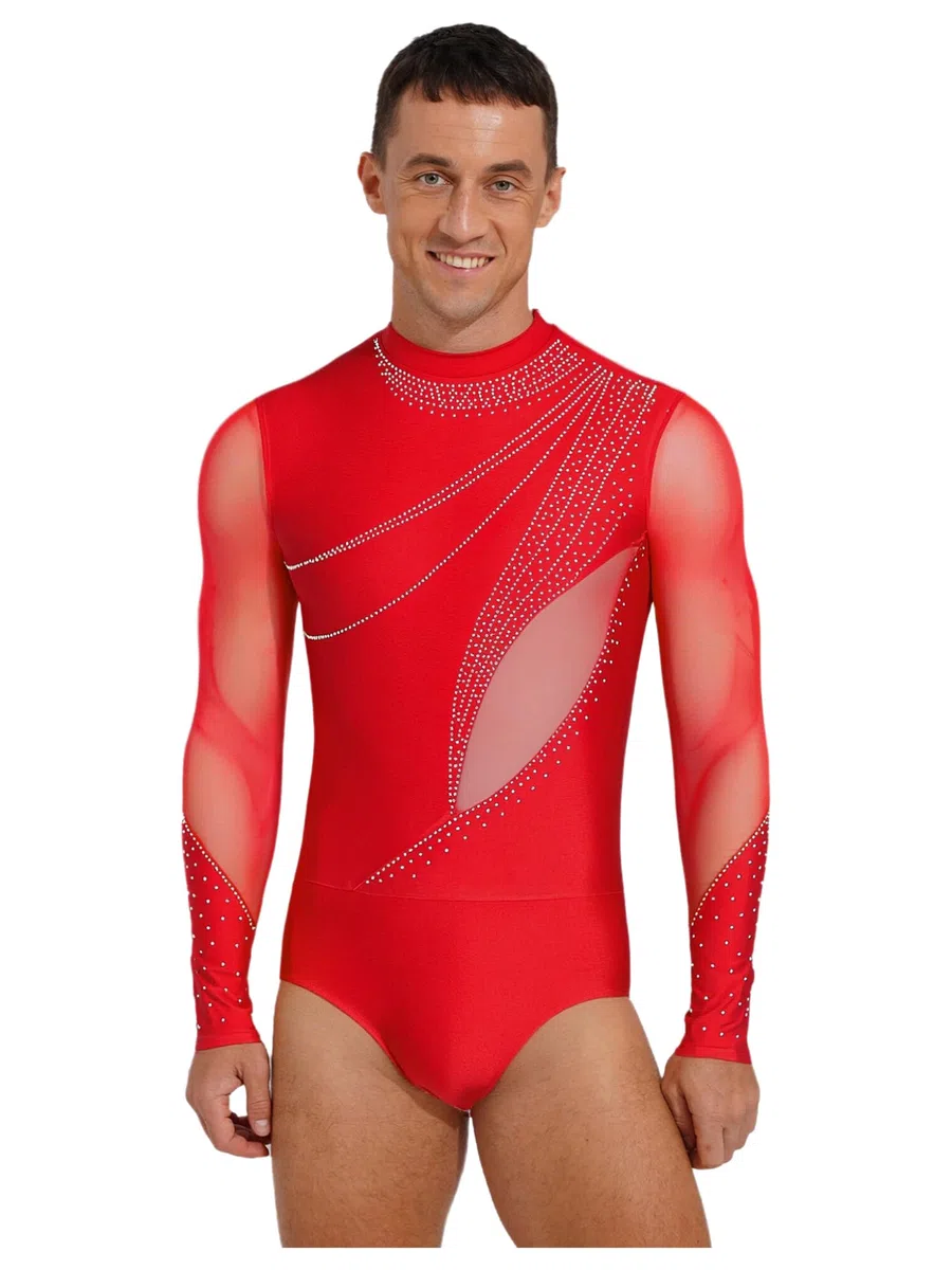 dPois Uomo Body da Ballo Latino Americano Tango Body Danza Classica Standard Moderna Manica Lunga Balletto Leotards Costume Danza Samba Rumba Salsa Prestazioni