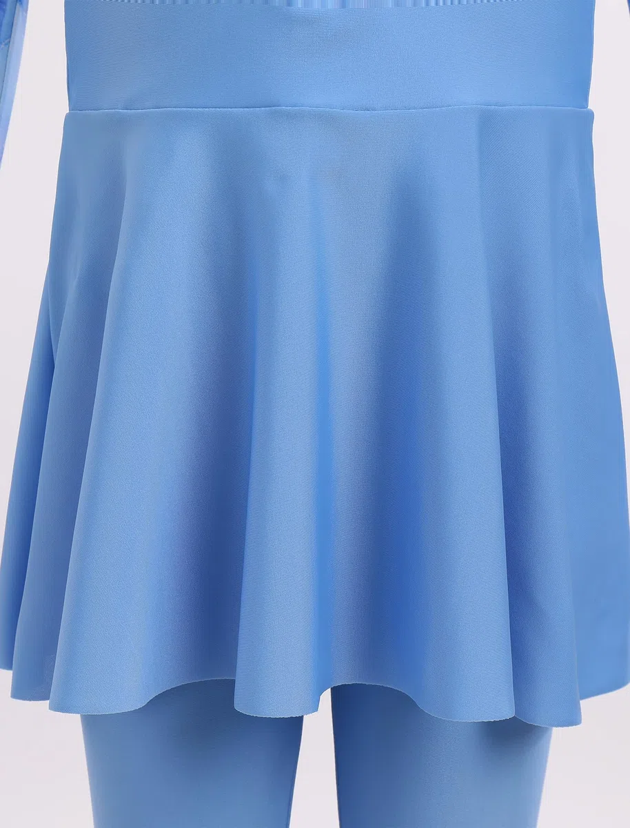 IMEKIS Costume da bagno islamico musulmano da bambina Burkini, a maniche lunghe, con pantaloni e pantaloncini bikini, 3 pezzi, costume da bagno per bambini