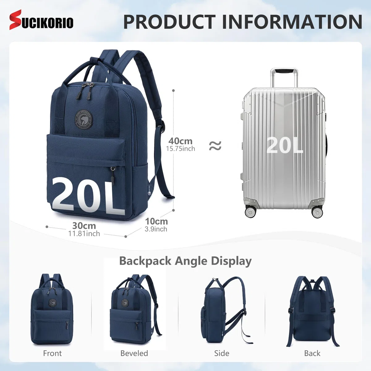 40x30x10cm Lufthansa Air France British Airways Zaino da Viaggio Aereo Bagaglio a Mano, Impermeabile Oxford Zaini Bagaglio a Mano Uomo Donna Zainetto Porta PC 14 Pollici per Scuola, Viaggio