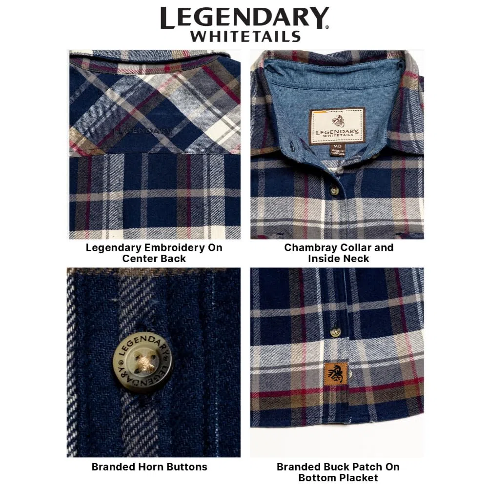 Legendary Whitetails, Camicia da Donna a Maniche Lunghe in Flanella, con Bottoni, 100% Cotone