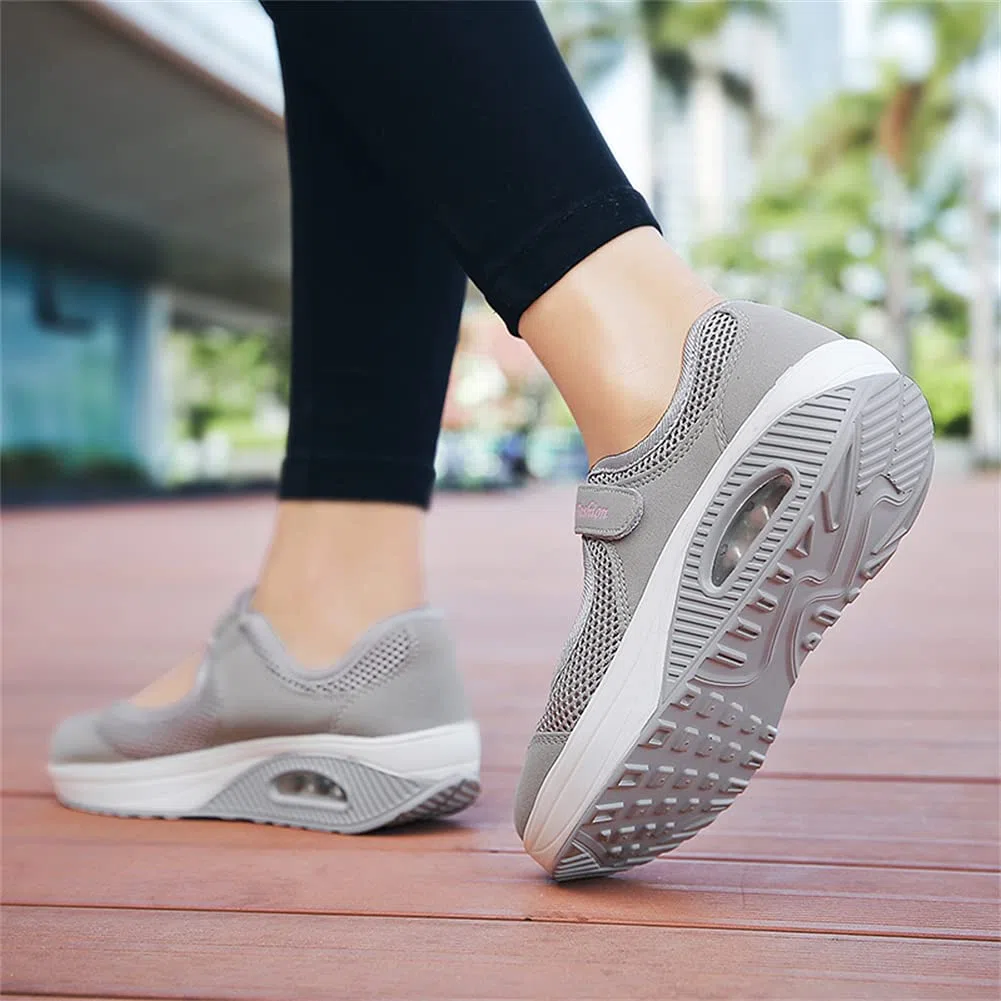 Scarpe Ortopediche Slip on Breathe Cuscino d'Aria in Rete Scarpe da Passeggio Donna Casuale Sneakers alla Moda Mocassini con Zeppa Comfort