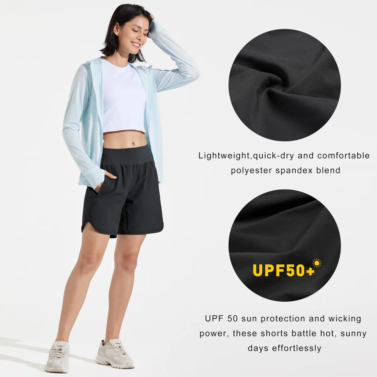 Libin Pantaloncini Sportivi Donna Running Shorts da 7'' con Fodera Esercizio di Allenamento Quick Dry Sport Jogging Shorts con Tasche Cerniera