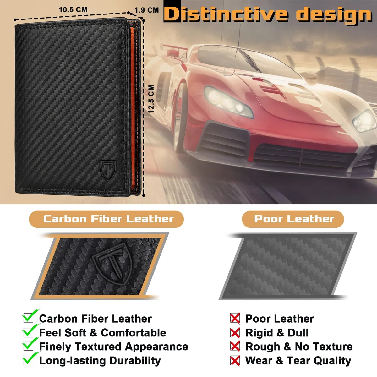 TEEHON Classico Portafoglio Uomo in Vera Pelle Portamonete con Blocco RFID/NFC 13 Porta Carta Credito, 2 Scomparto per banconote, Tasca per Monete con Scatola Regalo- Nero