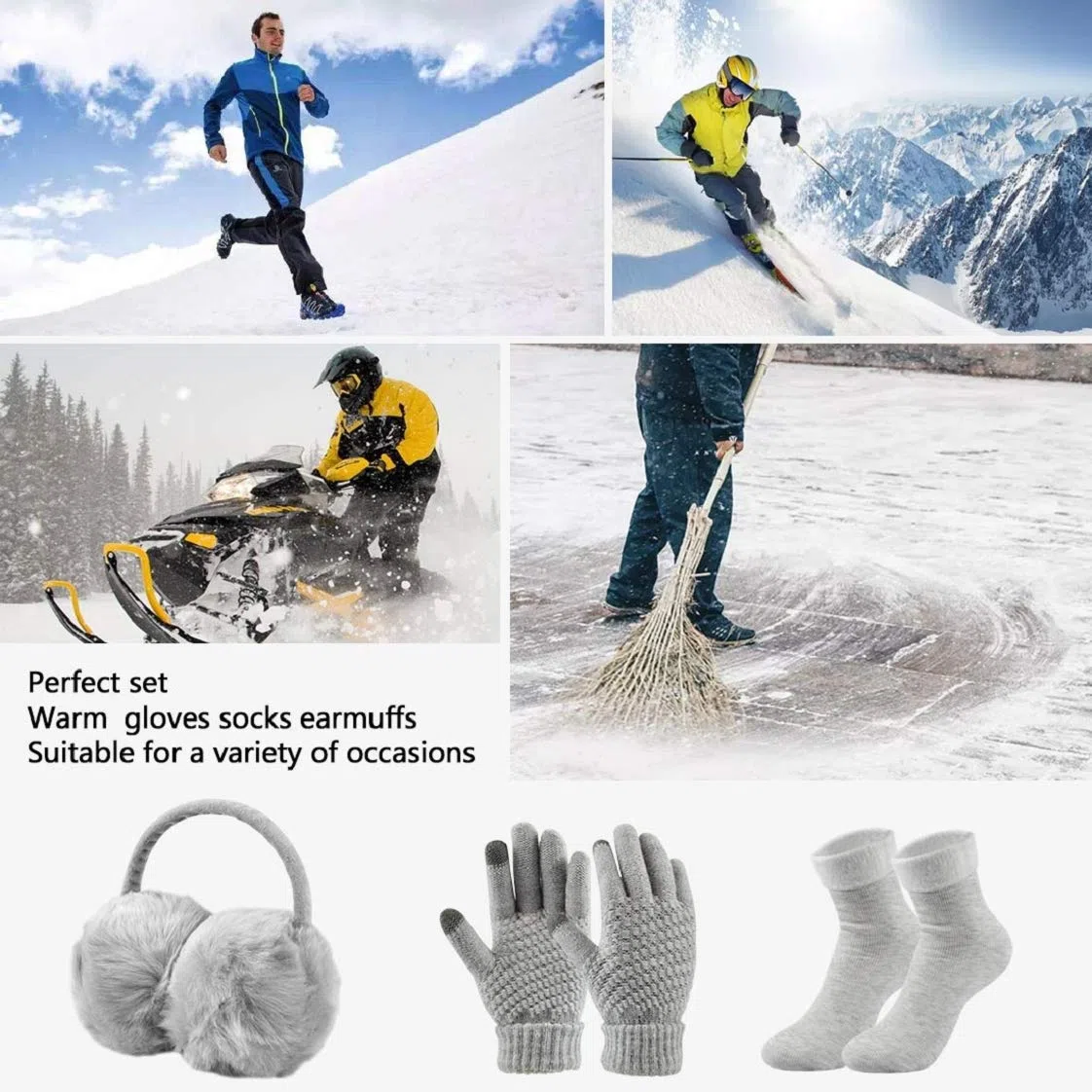 UMIPUBO Donna Cappello Sciarpa e Guanti Touch Screen Set Invernali Berretto Scaldaorecchie in Peluche di Calze Cappello a Cuffia in Maglia 5 Pezzi per Donna Sport all'aperto Sci