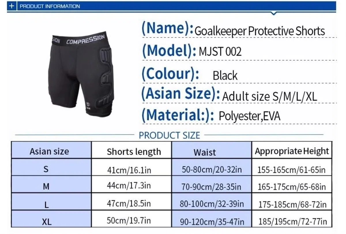 Pantaloncini da Portiere Imbottiti, Divise da Portiere, Pantaloncini protettivi in ​​Spugna Spessa Eva da Calcio, Attrezzatura for l'allenamento, Pantaloncini protettivi nel Calcio(S)