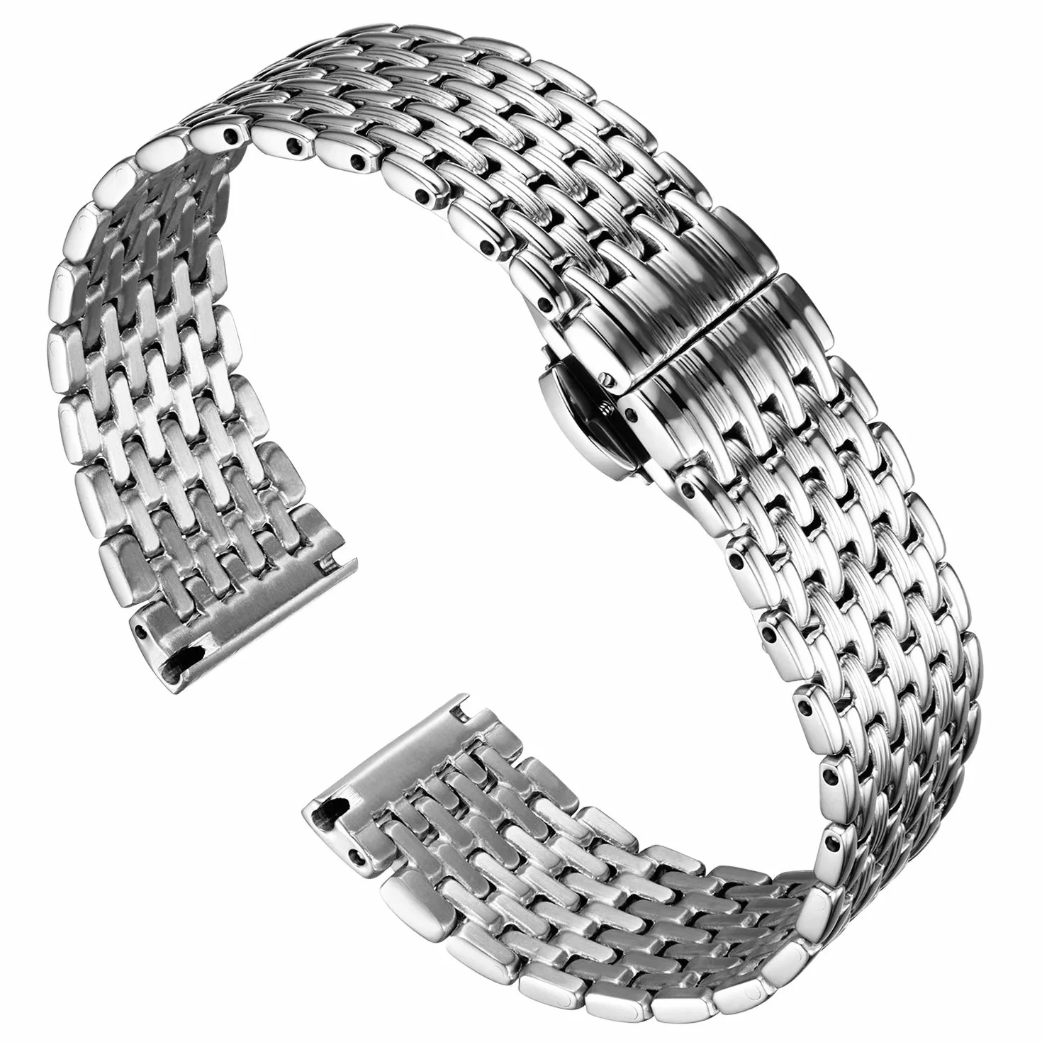 BINLUN Cinturino per Orologio in Acciaio Inossidabile Maglie Ultra Sottili Cinturini Leggero per Orologio Braccialetti di Ricambio Lucidati 12mm/14mm/16mm/18mm/20mm/22mm per Uomo Donna