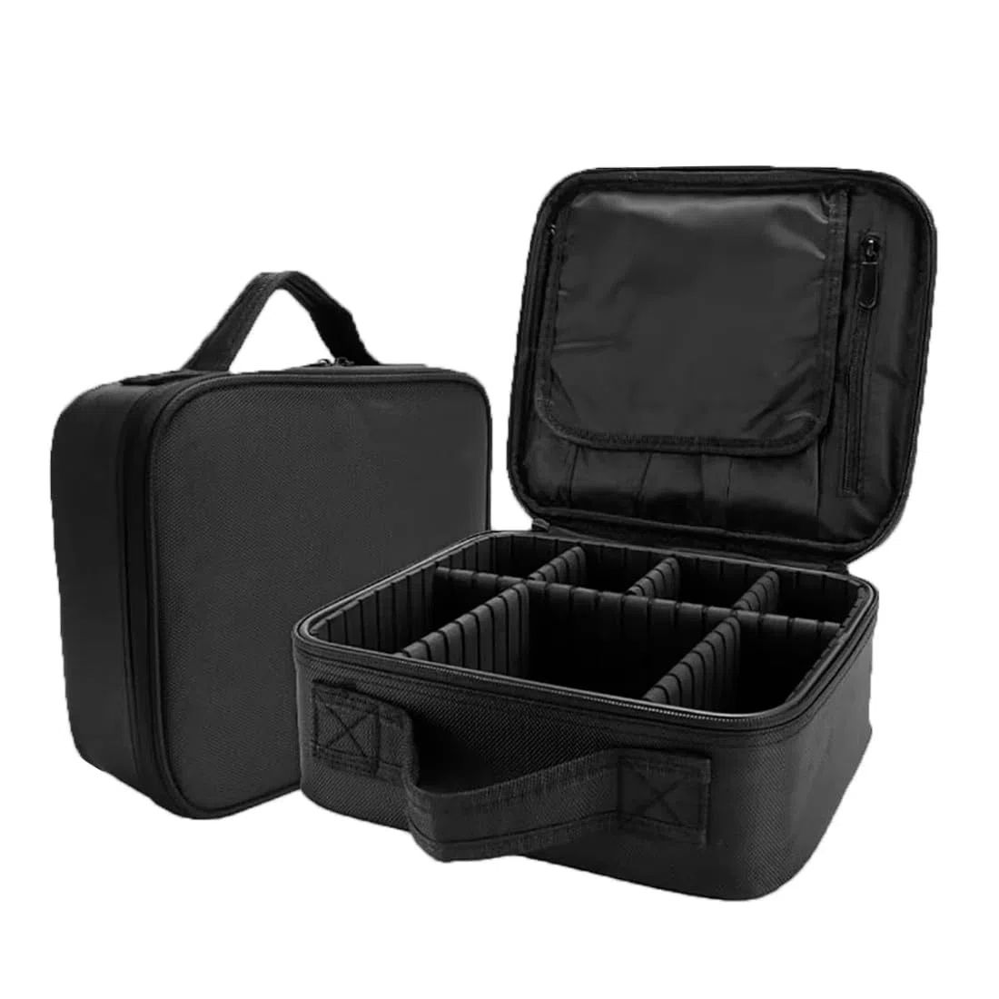 GLAMANIA - Beauty case portatile per trucco, da donna, con specchio, borsa per trucchi, trousse con specchio, borsa per cosmetici con specchio, borsa da viaggio, schwarz, 27 x 25 x 11 cm, Moderno