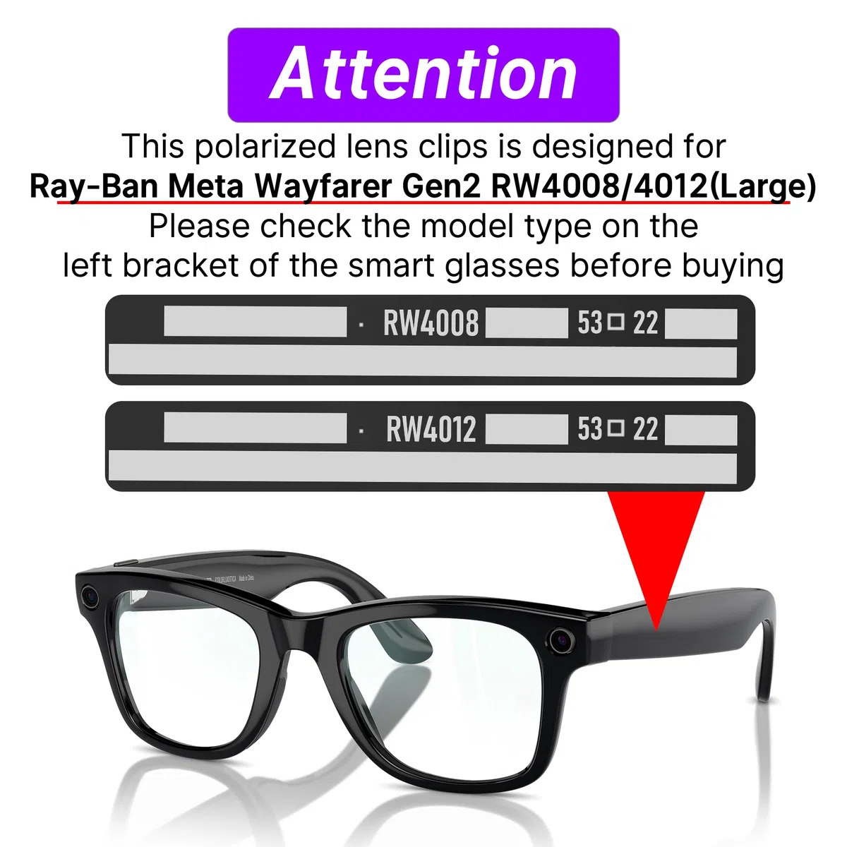 HiBloks - 3 clip polarizzate a clip, compatibili con Ray-Ban Meta Wayfarer e Gen 2 (RW4008/RW4012 Large), clip scolorimento per accessori Rayban Meta Gen 2 (verde scuro, giallo visione notturna, nero)