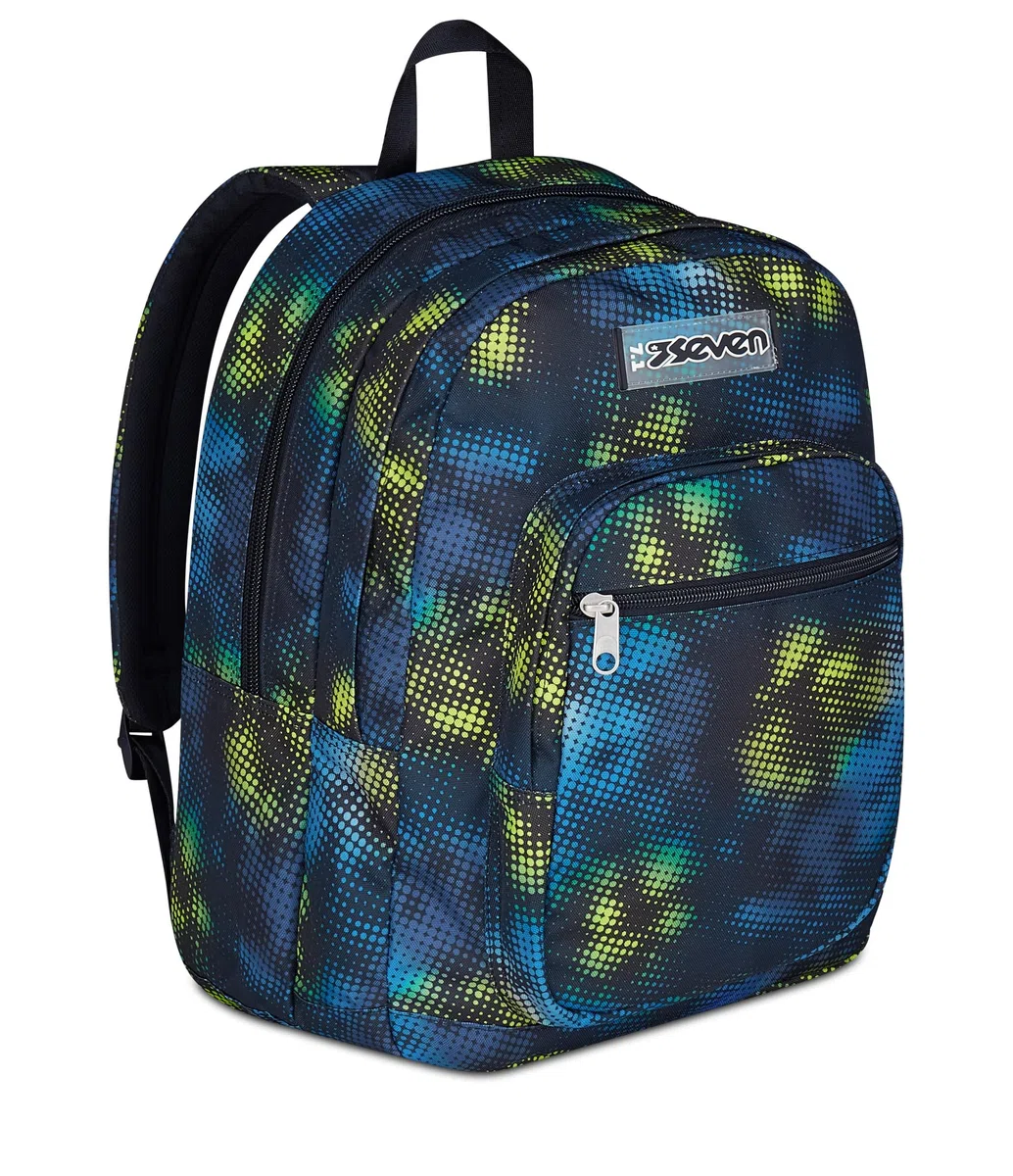 Seven Zaino Scuola Freethink, Verde Blu, Doppio Scomparto Con Tasca per PC e Tasca per Borraccia, 34 L, Scuola Media e Superiore, Zaino Ragazzo