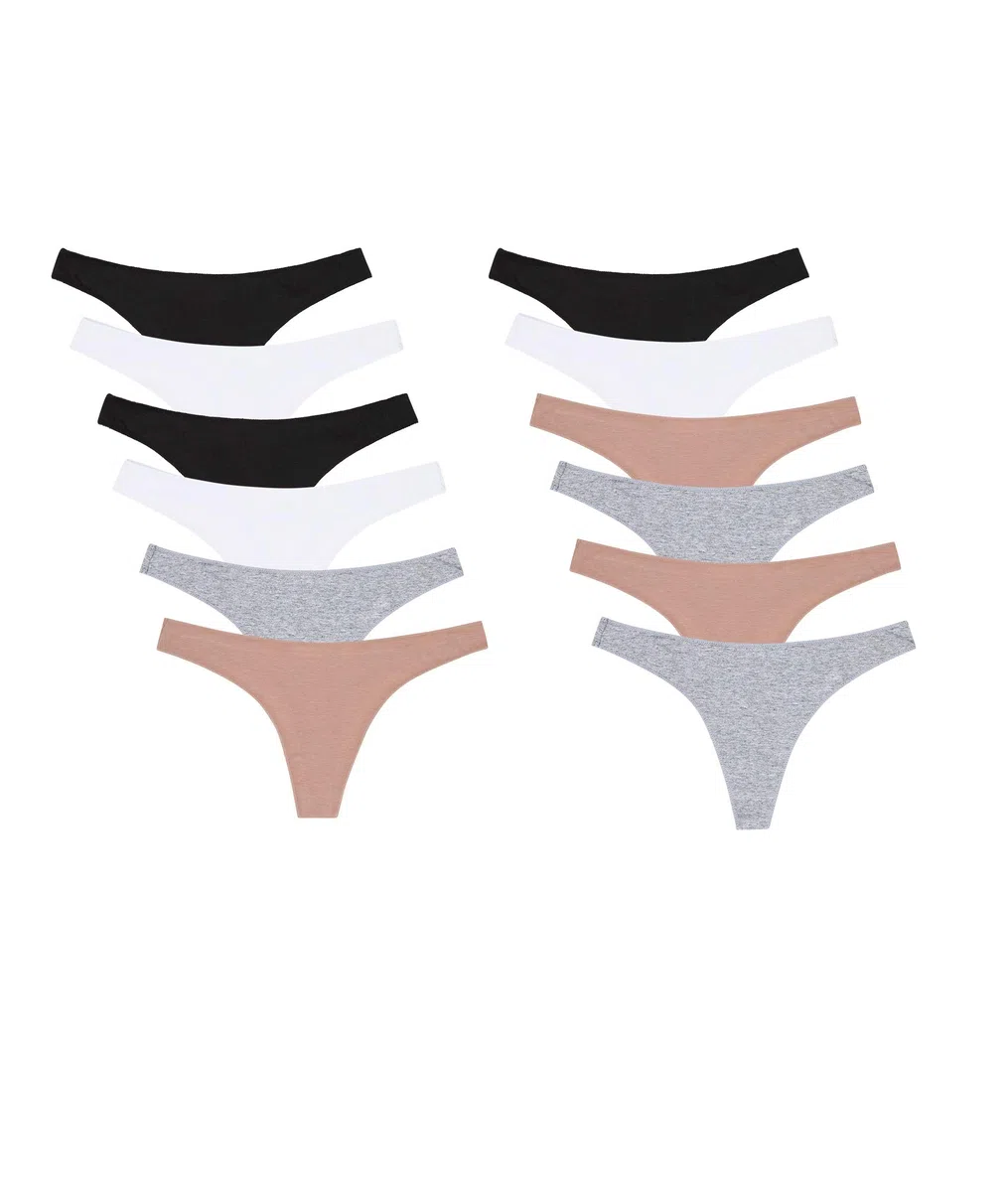 Channo Mutande Donna Senza Cuciture Perizoma Slip Tanga Invisibili Intimo Thong Seamless, Mutande in Microfibra Brasiliana, Underwear Women Multipack, Pacco da 12