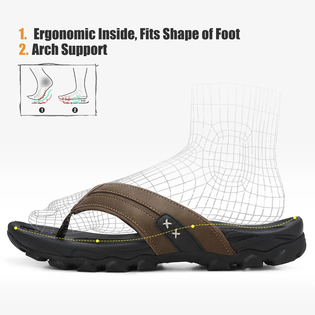 ARRIGO BELLO Infradito Uomo Sandali Estive Pelle Ciabatte Eleganti Mare Piscina Spiaggia Antiscivolo Cuoio Flip Flops Taglia 41-46