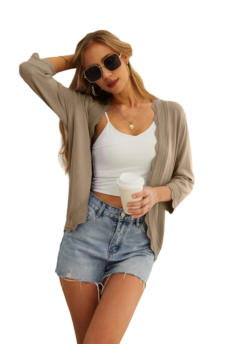 Cardigan Maglione Donna, Casuale Scialle Solido Cardigan Estate Elegante Sweater Morbido E Leggero Knitted Cardigan