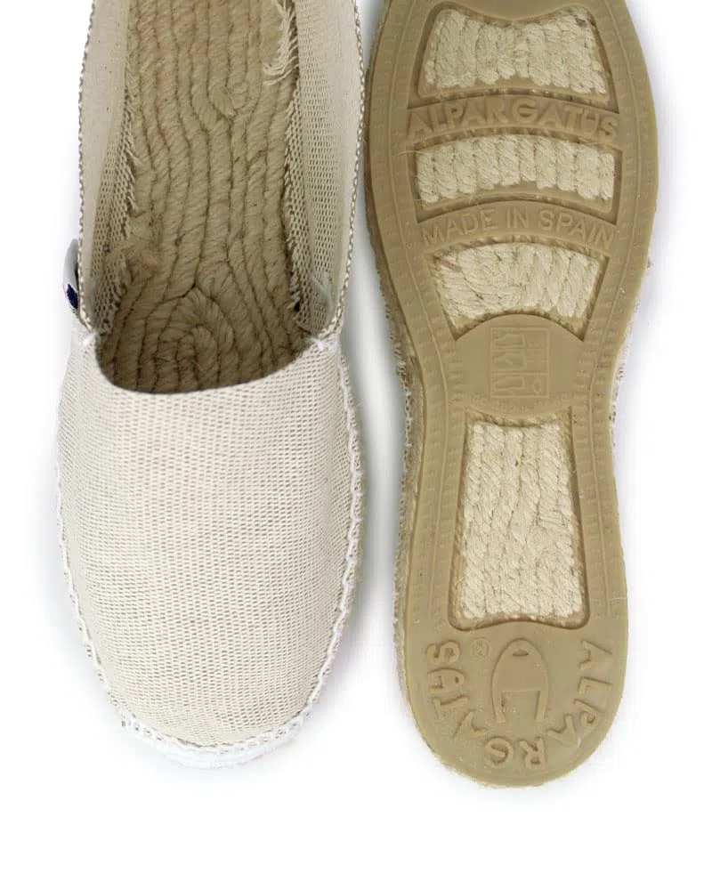 Espadrillas Piane di Tela Jaspeada Fatte a Mano in Spagna, beige, 35 EU