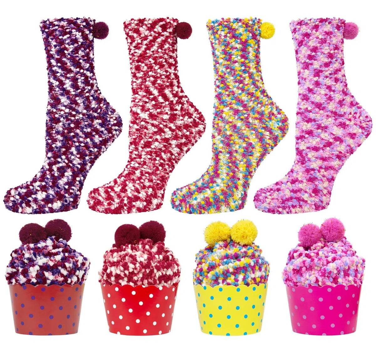 Donna Inverno Calze Calzini Regalo Natalizi Ragazza Cupcake Calzini Termici Divertenti AccessoriRegali di compleanno di San Valentino e Festa della Mamma in vari colori Calze