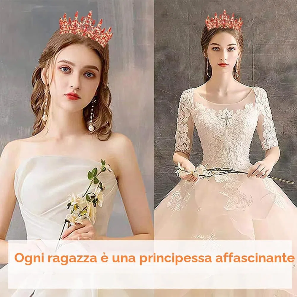 Rosso Fascia per Compleanno Ragazza Tiara, Oro Rosso Tiara Regina, Regalo Compleanno, Corona di Cristallo Tiara per I Compleanni Delle Ragazze