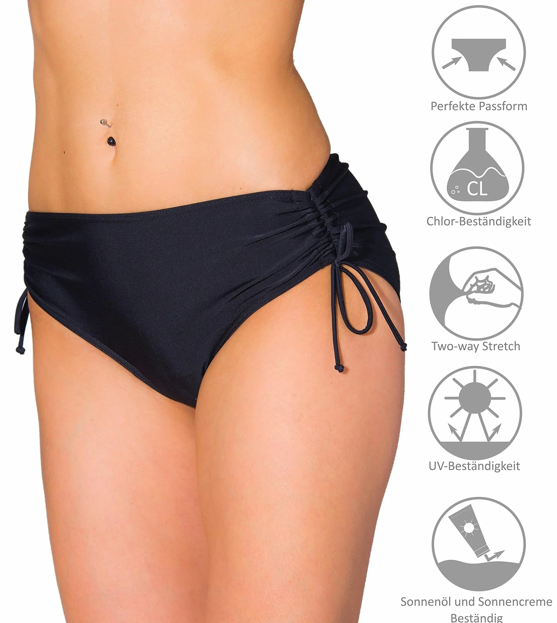 Aquarti Slip Costume Donna con Laccetti – Slip Bikini Donna Regolabile con Arricciatura