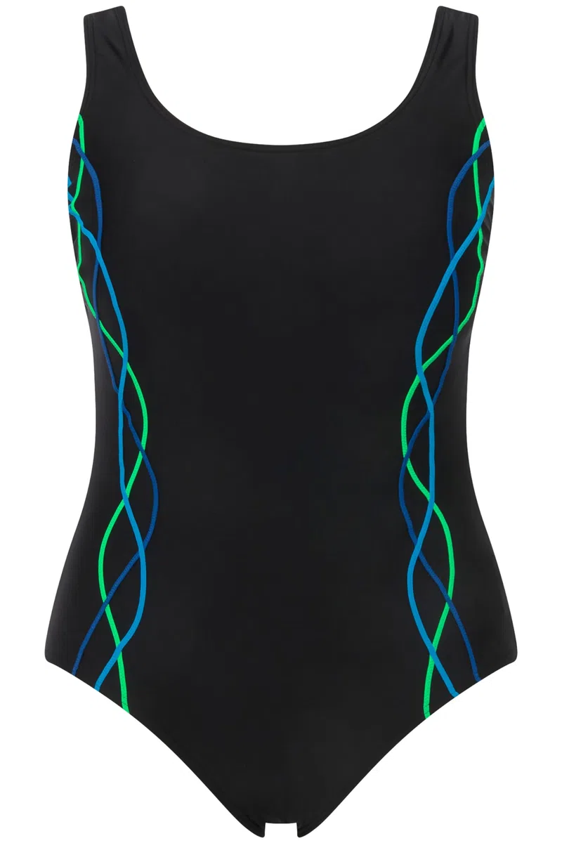 Ulla Popken Costume da Bagno con Bordure, Fascia sotto Il Seno e Fodera sul Davanti 747874