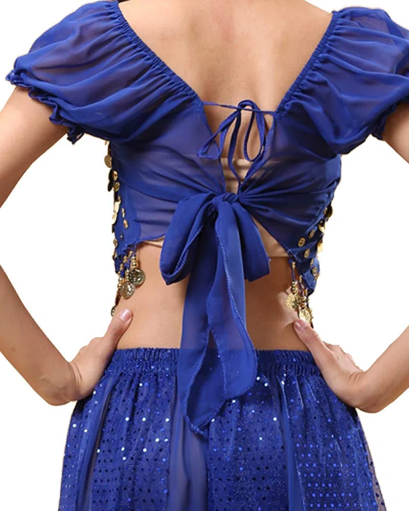 Completo da 2 Pezzi in Costume da Danza del Ventre a Tema Indiano di Bollywood per Donne con Top e Pantaloni (150-170cm, 30-60kg)
