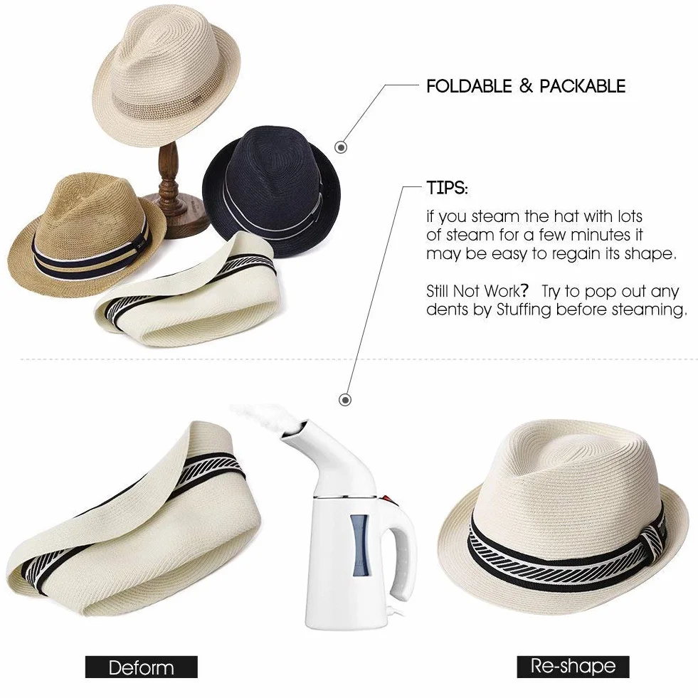 SIGGI Donna Estate Cappello Da Sole Tesa Largo Di Cotone Upf 50 + Pieghevole Copertura Mento Cordone Moda