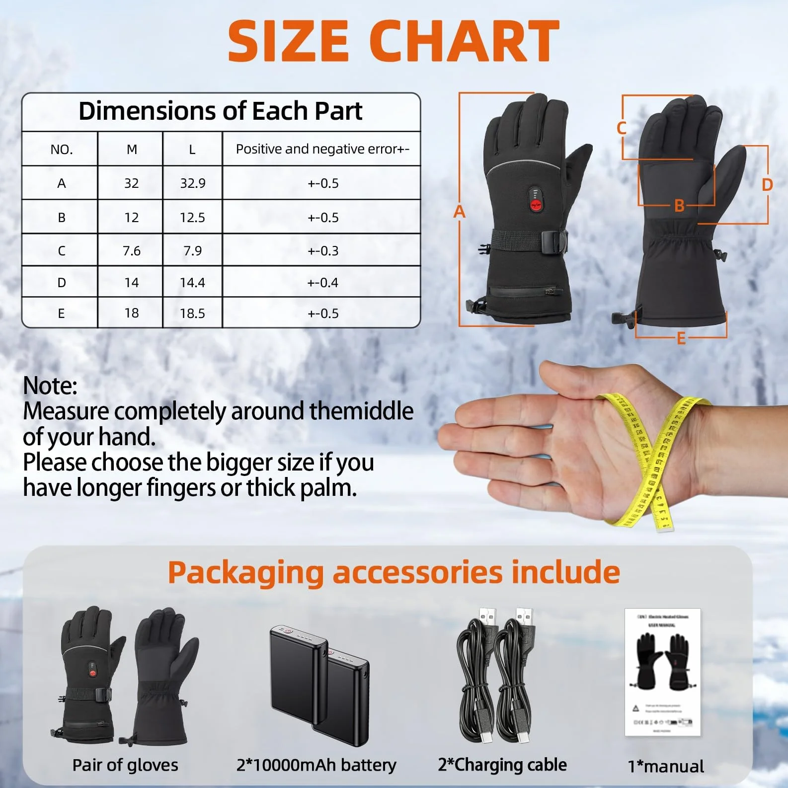 Wholede Guanti Riscaldabili Ricaricabili Moto con 2 Batterie 10000mAh, 7.4V per Riscaldamento Rapido - Guanti Riscaldati Uomo e Donna per Moto, Sci, Trekking - Touchscreen, Impermeabili, M