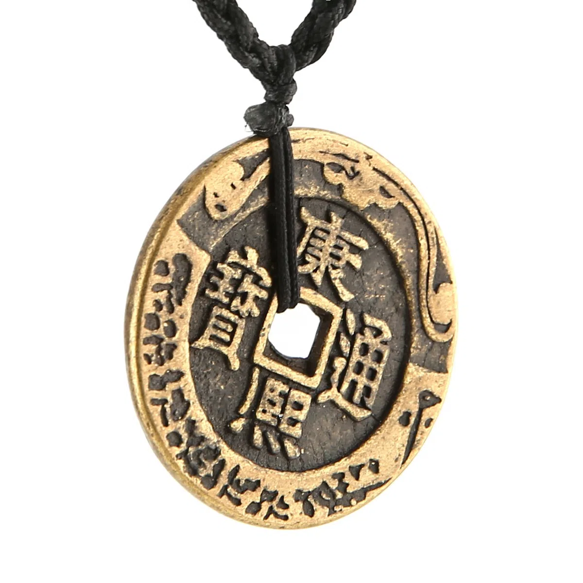 HZMAN Brass Talisman Chinese Lucky Coin Charm Pewter Pendant Necklaces for Wealth and Success