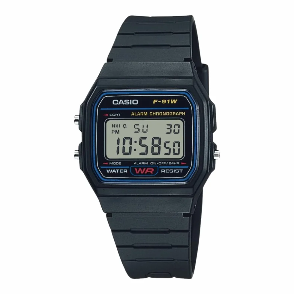CASIO F91W-1 - Orologio da polso, cinturino in resina colore nero
