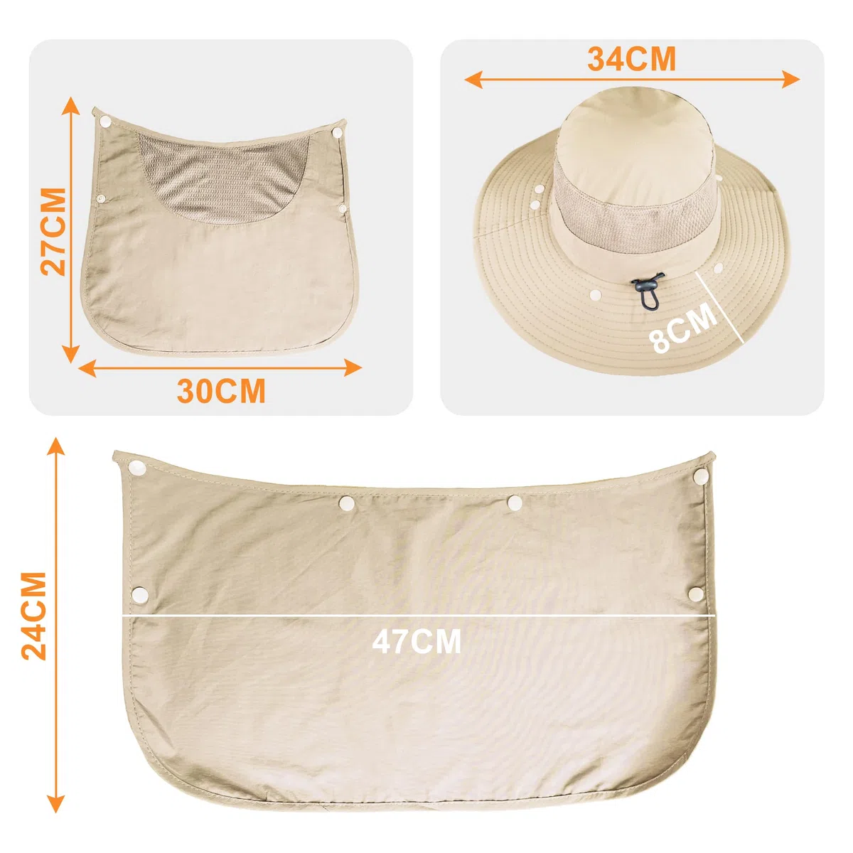 ehsbuy Cappelli da Pesca per Uomo e Donna con Copertura per Il Viso Cappello da Sole a Tesa Larga da Spiaggia Mesh Safari Caccia Giardinaggio Cappello da Secchio Packable